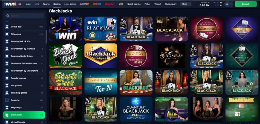 Blackjack do Cassino Online 1WIN